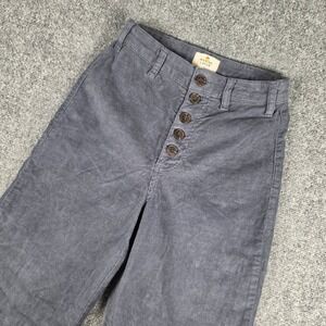 Marine Layer High Rise Wide Leg Corduroy Pants Women 2 Gray Button Fly 15334
